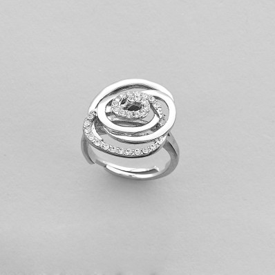 Nastaviteľný prsteň motív kvet, krištáľ Swarovski a striebro
