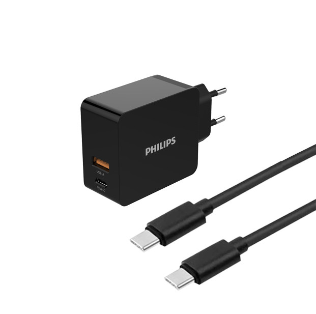 Sieťová duálna USB nabíjačka + kábel 1m PHILIPS DLP2621C / 12