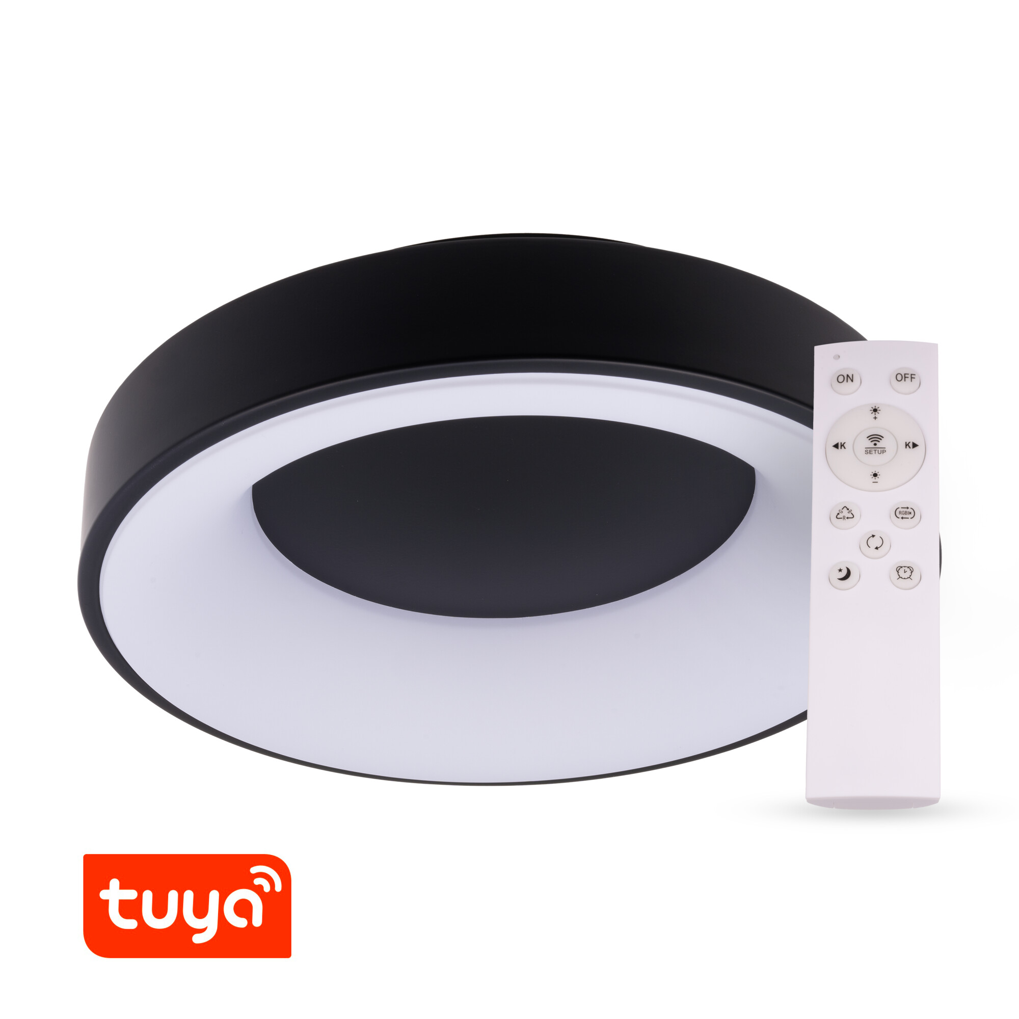 Levně SMART Tuya LED svítidlo ZULU 60W CCT kulaté černé