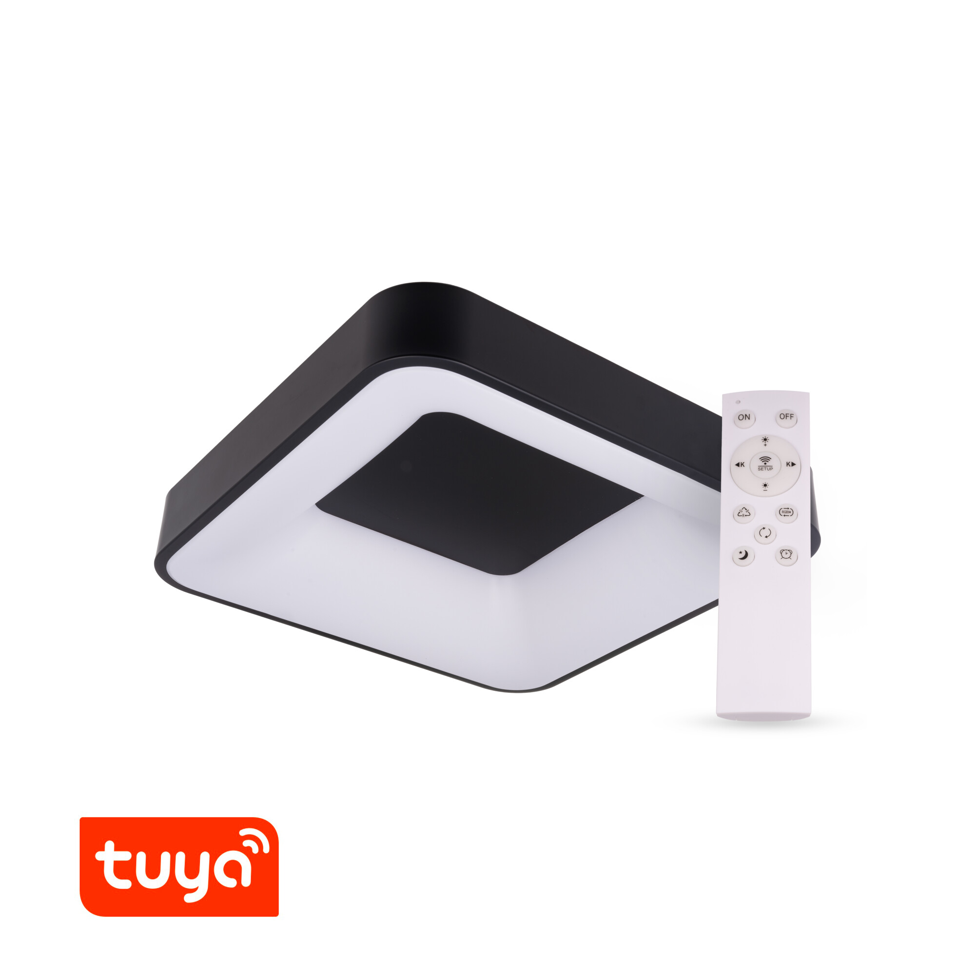 Levně SMART Tuya LED svítidlo ZULU 48W CCT hranaté černé