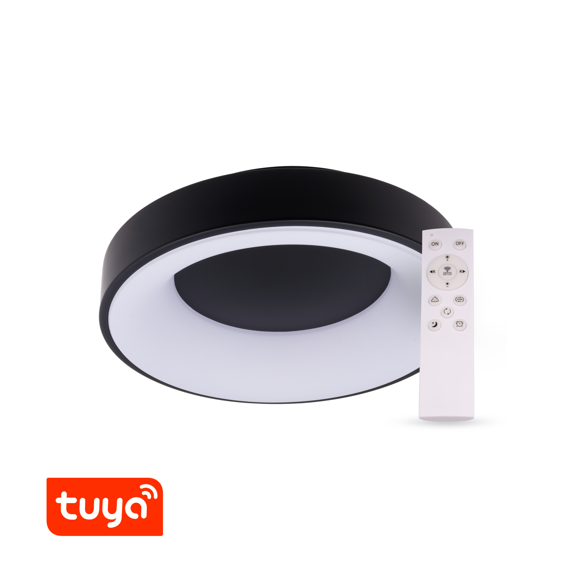 Levně SMART Tuya LED svítidlo ZULU 48W CCT kulaté černé