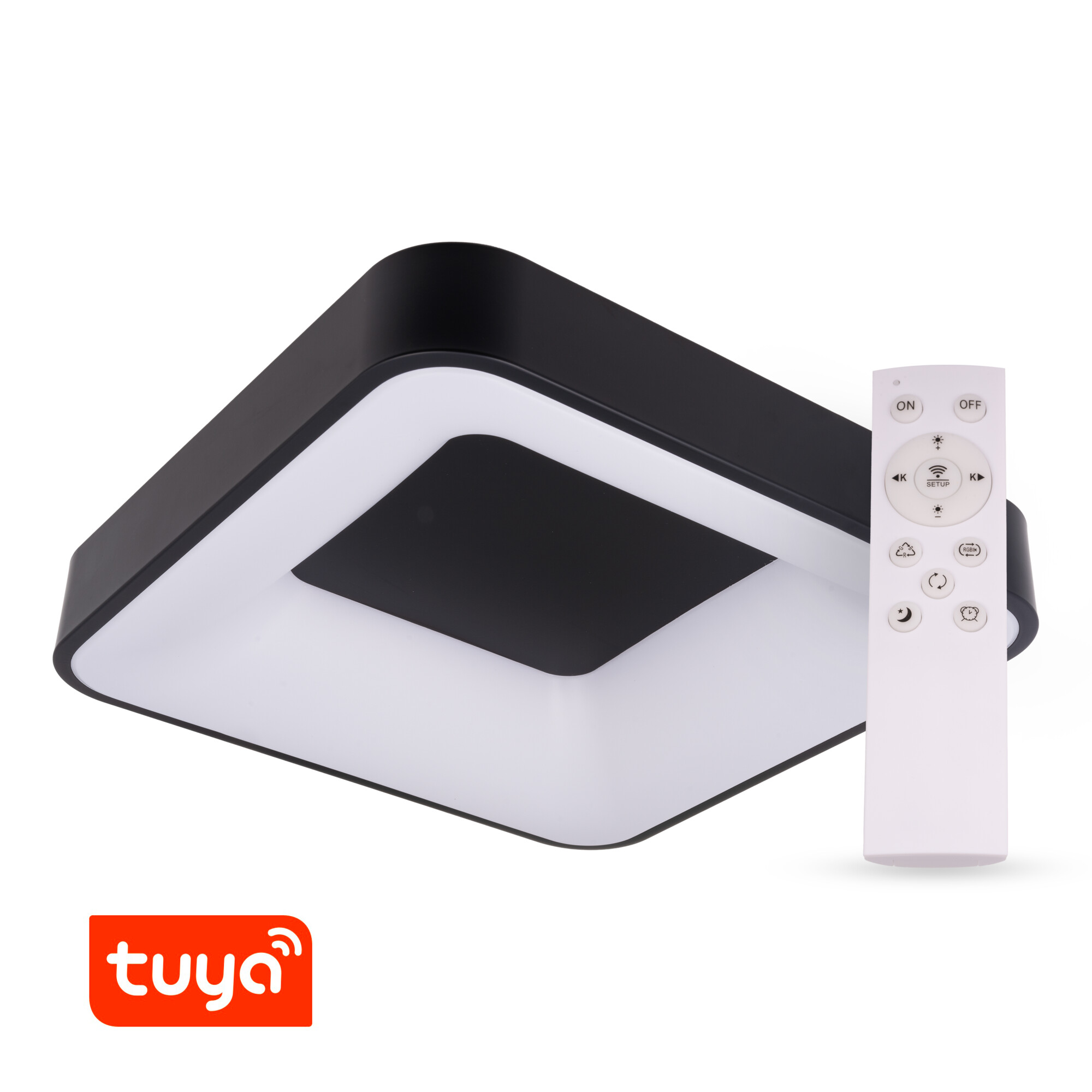 Levně SMART Tuya LED svítidlo ZULU 60W CCT hranaté černé