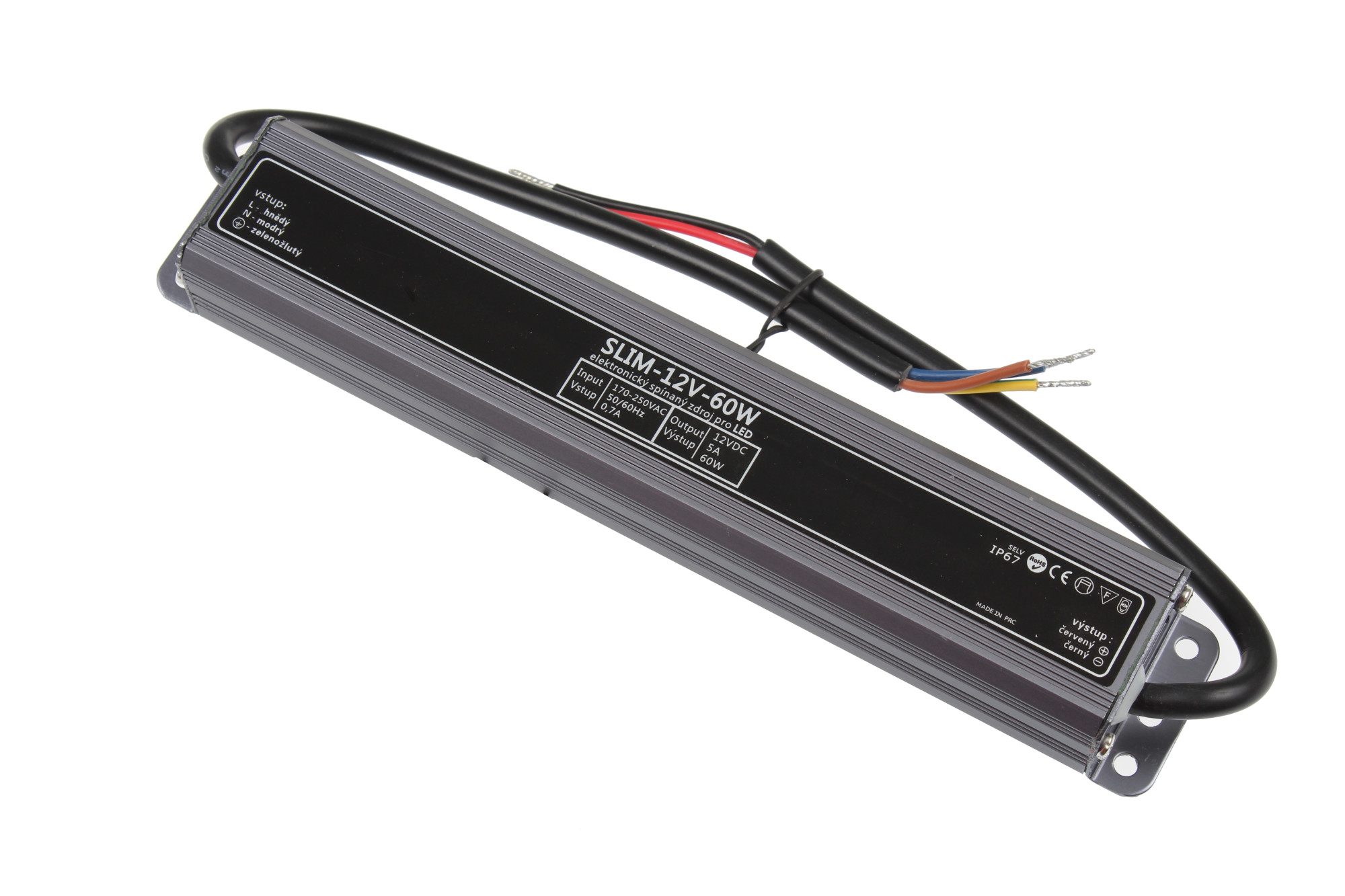 Levně LED zdroj 12V 60W IP67 SLIM-12V-60W
