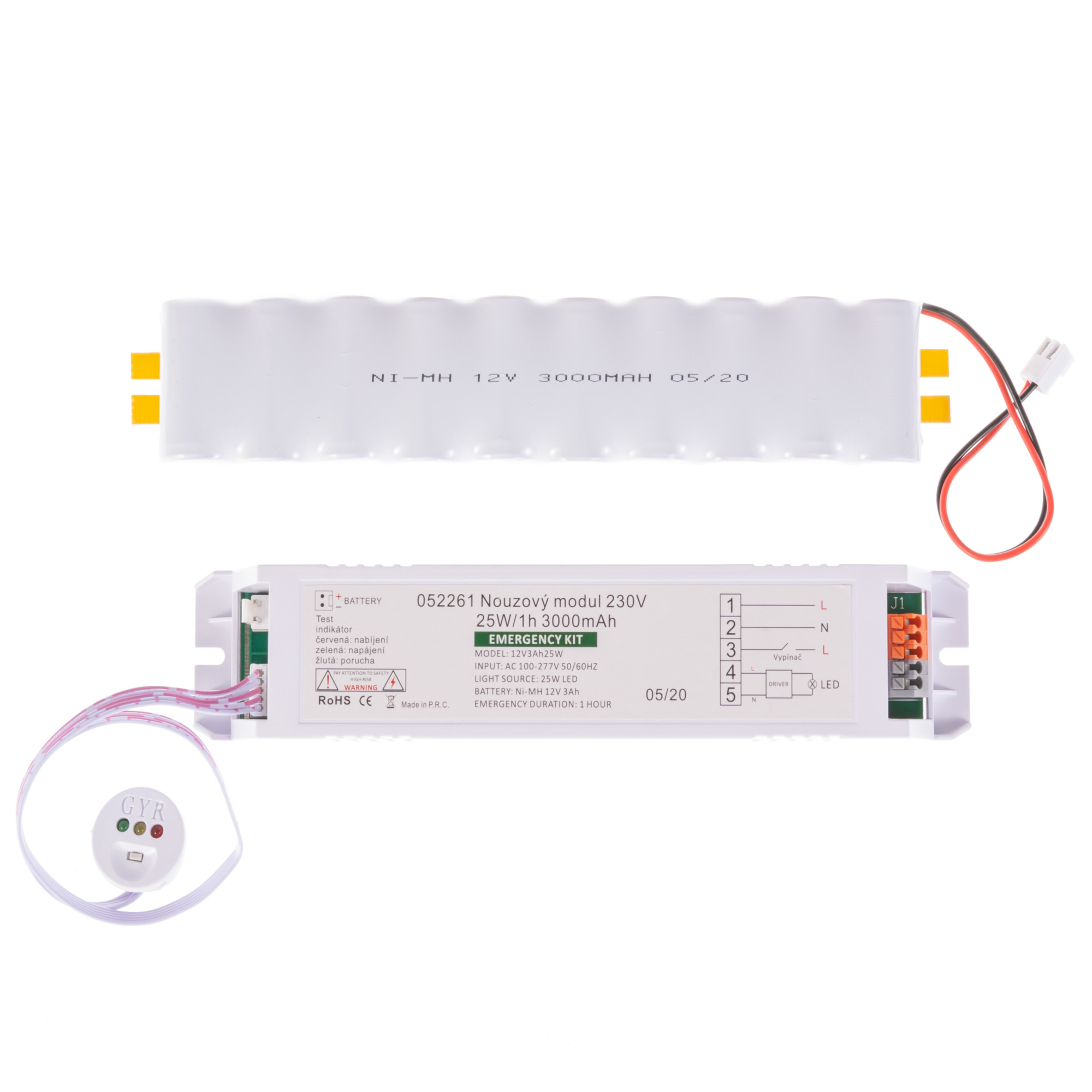 Levně Nouzový modul 230V 25W/1h 12V3Ah25W