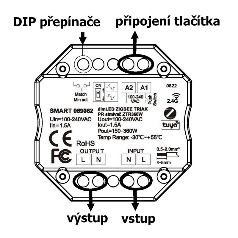 SMART stmívač dimLED ZIGBEE PR ZTR360W