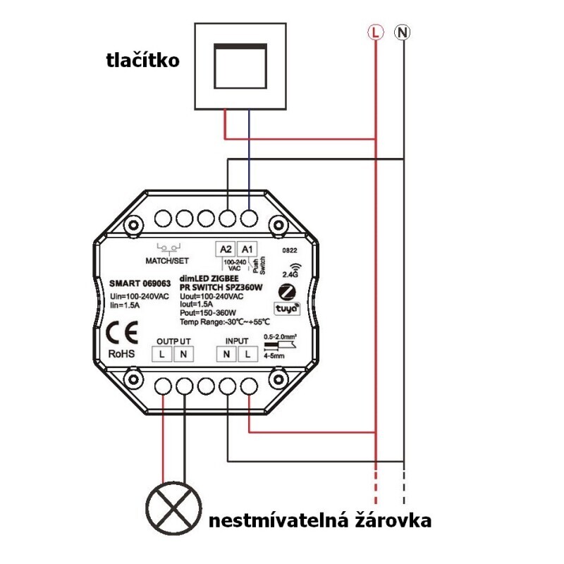 SMART spínač dimLED ZIGBEE PR SPZ360W