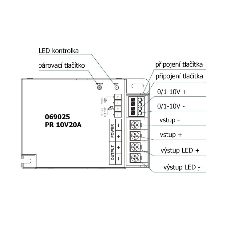 Přijímač dimLED PR 10V20A