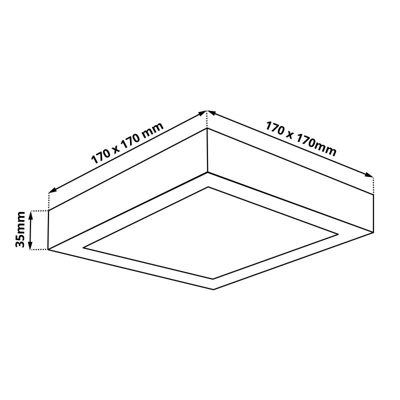 BPS12 LED panel 12W přisazený černý čtverec