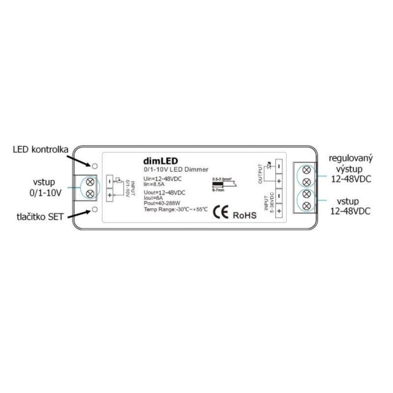 dimLED stmívač 0/1-10V 8A