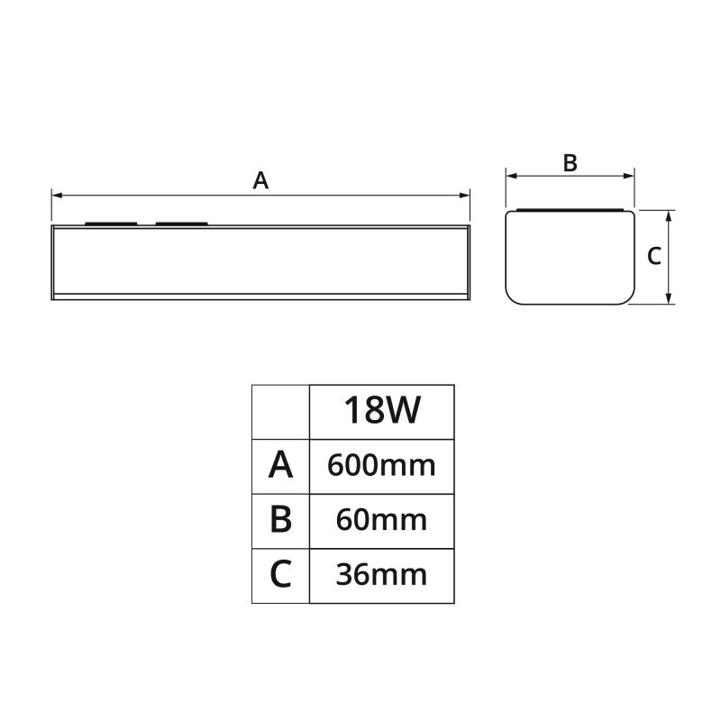 Přisazené svítidlo BAGON B60 18W 60cm