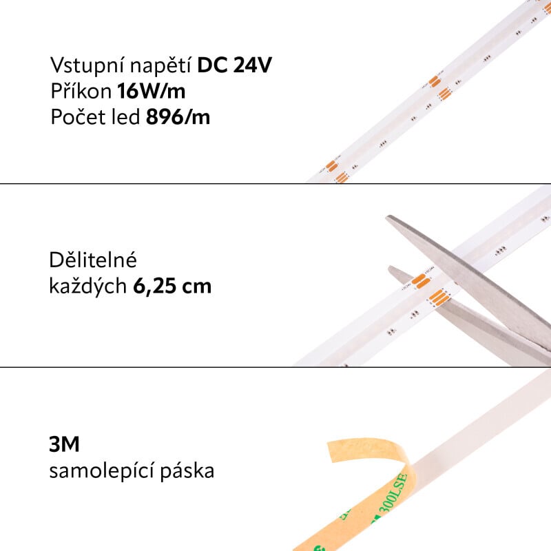 COB LED pásek RGBW-DW 24V 16W záruka 3 roky