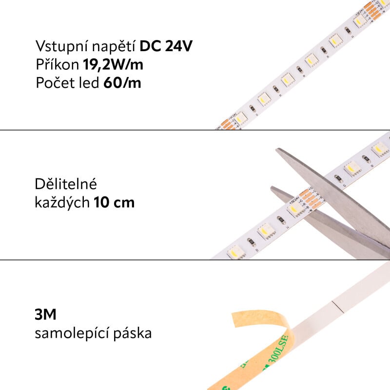 24V RGBW4v1-CW 19,2W vnitřní LED pásek záruka 3 roky