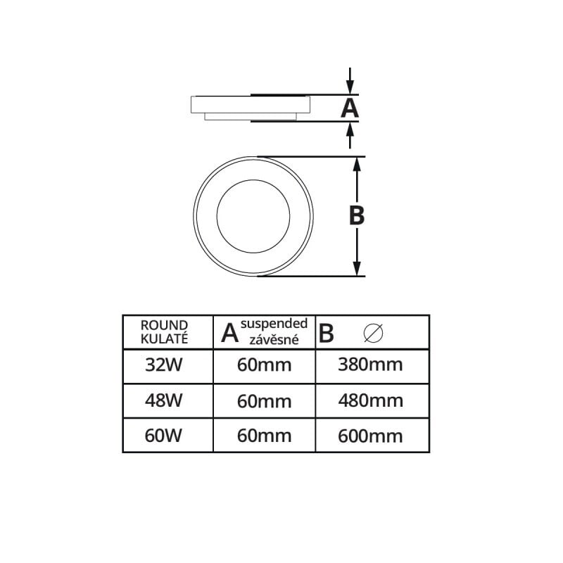 LED svítidlo ZULU 60W CCT kulaté bílé závěsné