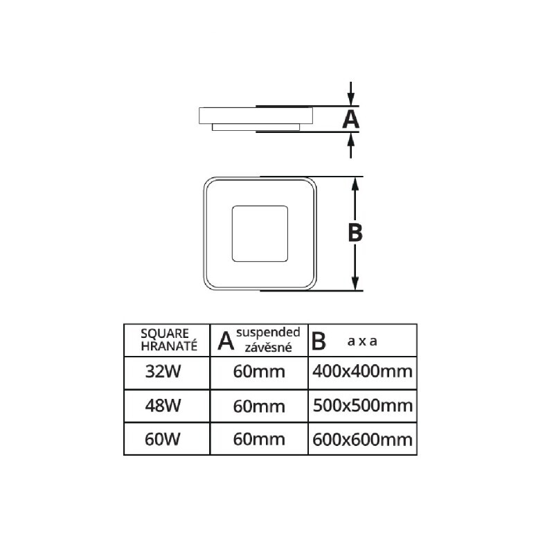 LED svítidlo ZULU 48W CCT hranaté černé závěsné