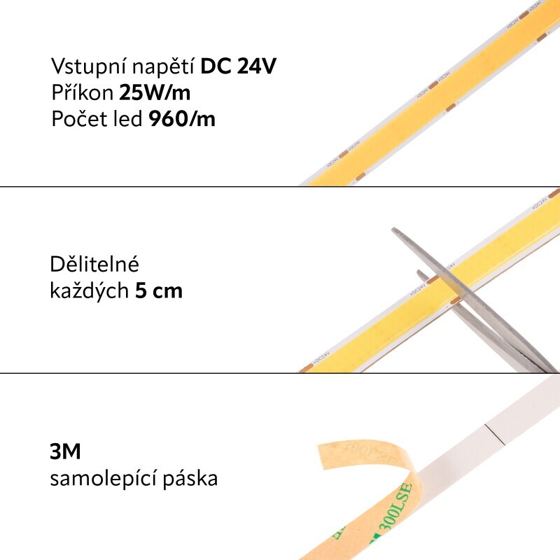 COB LED pásek 24WIDE25 vnitřní záruka 3 roky