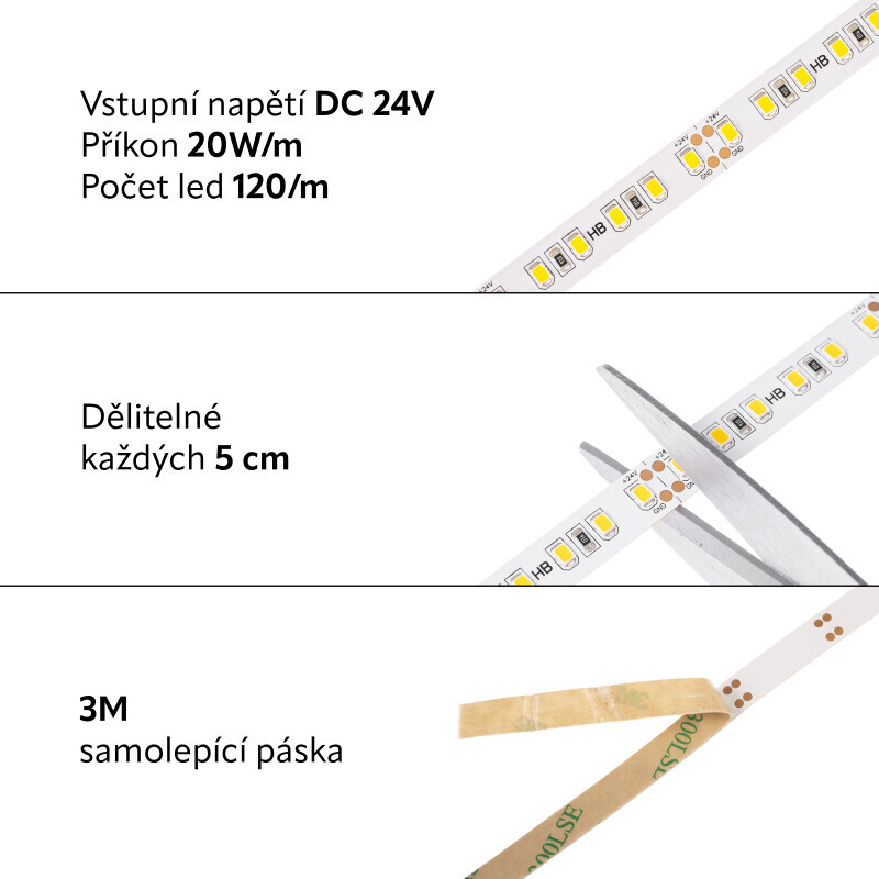 LED pásek 24V-600-20W vnitřní záruka 3 roky