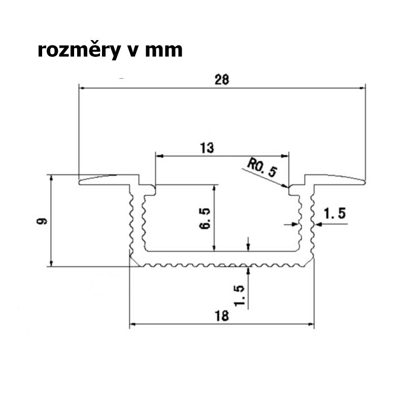 LED profil V5W vestavný bílý