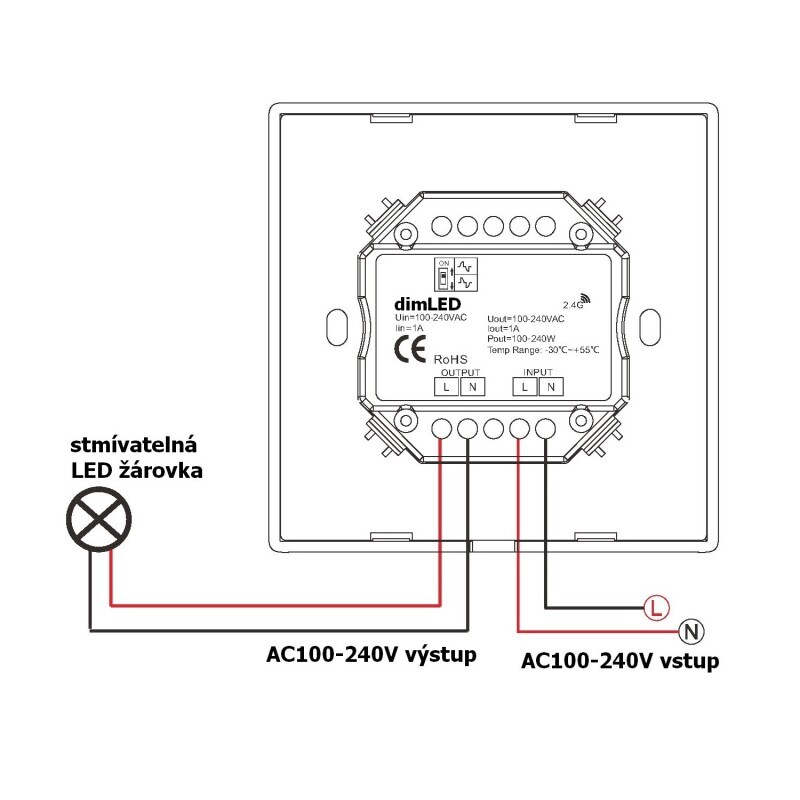 Stmívač dimLED OV TRIAK KNT240W černý