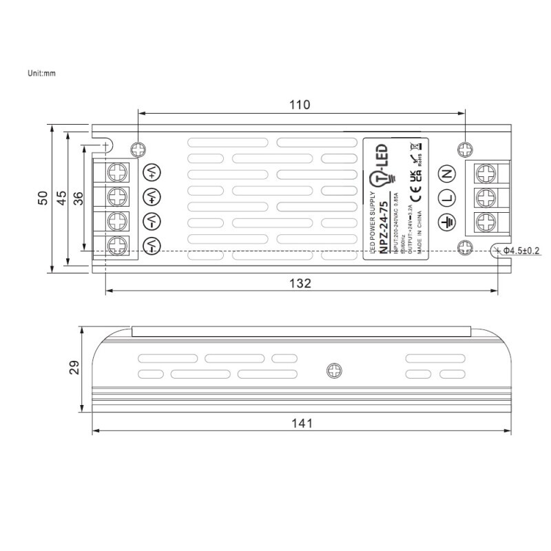 LED zdroj 24V 75W NPZ-24-75 vnitřní