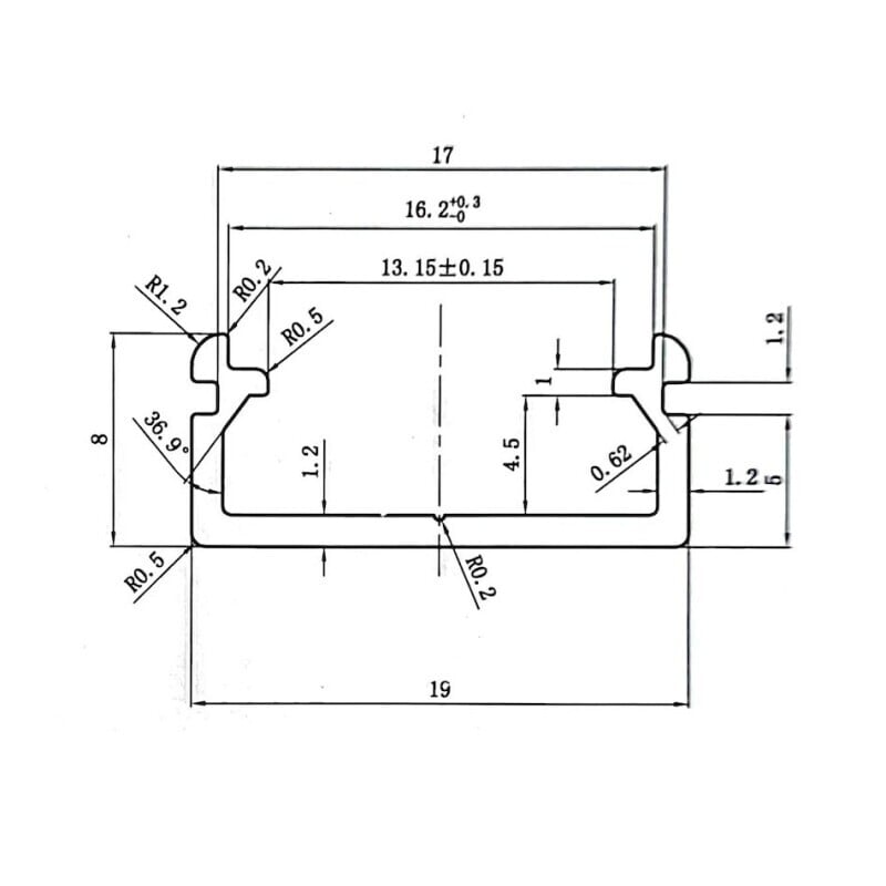 LED profil N14C - nástěnný černý