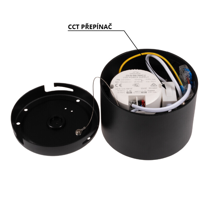 LED svítidlo ALEXO 12W CCT kulaté černé stropní