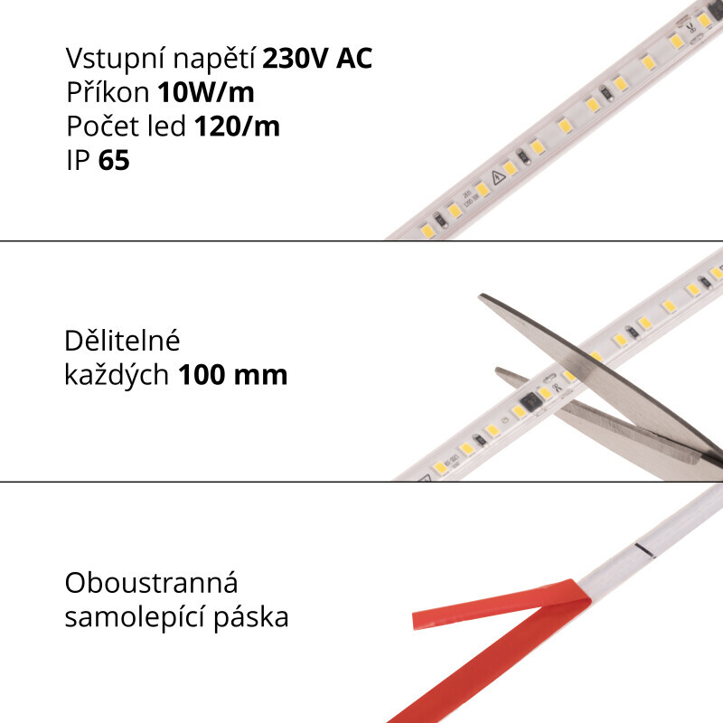 LED pásek HVS230SMD10 10W 230V