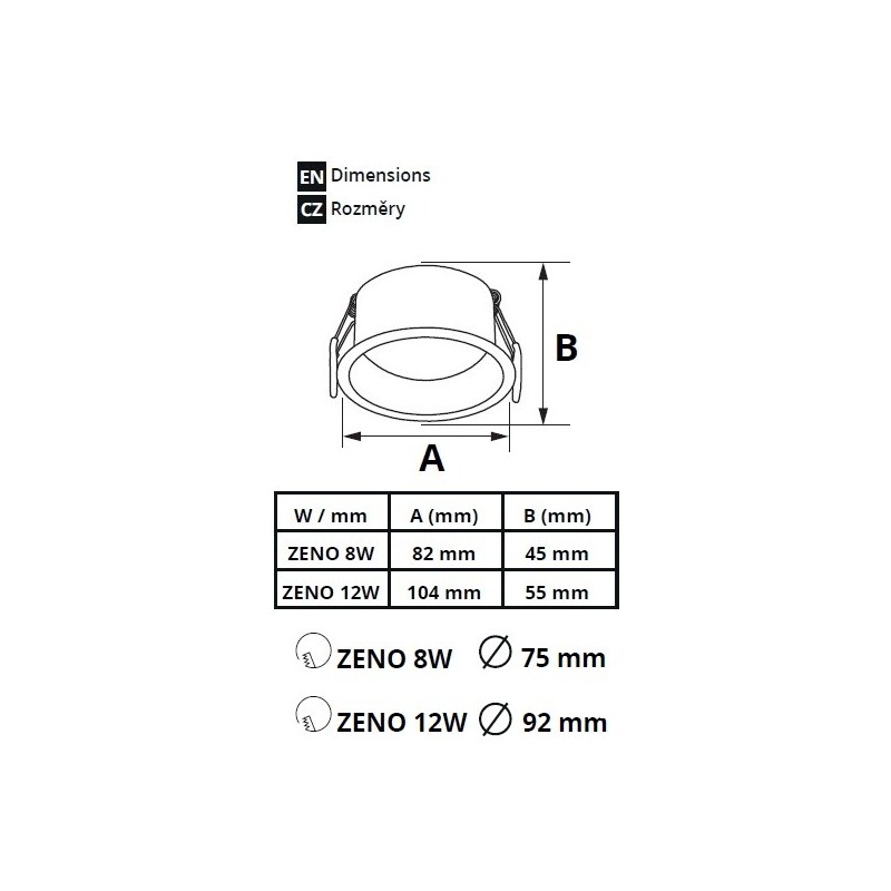 LED podhledové svítidlo ZENO 12W CCT černé