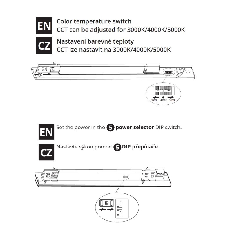 Lištové CCT LED svítidlo TRITO PRO TRP150W 90° 60W černé