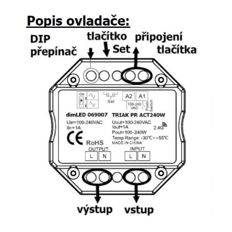 Stmívač dimLED TRIAK PR ACT240W
