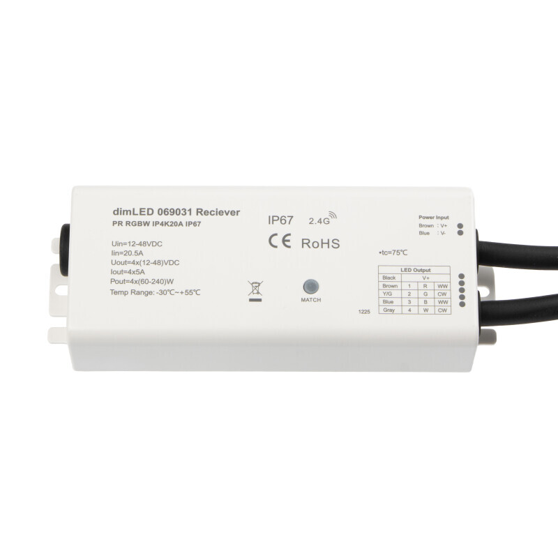 Přijímač dimLED PR IP67 RGBW IP4K20A 4v1
