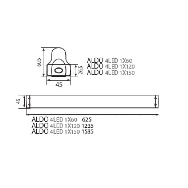 ALDO 4LED 1X60 trubicové svítidlo 60cm