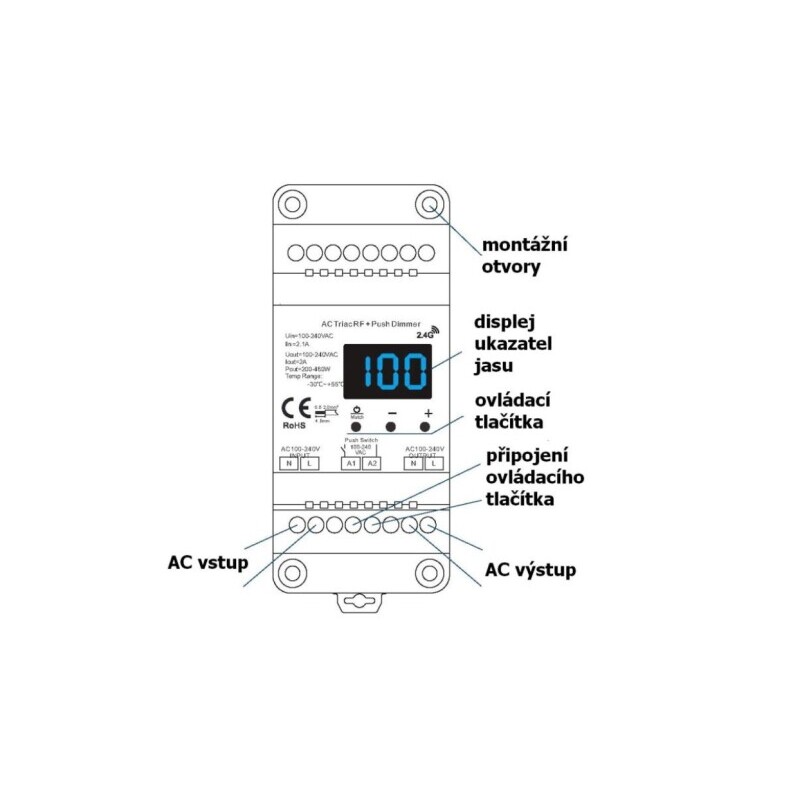 Stmívač dimLED TRIAK PR DIN480W