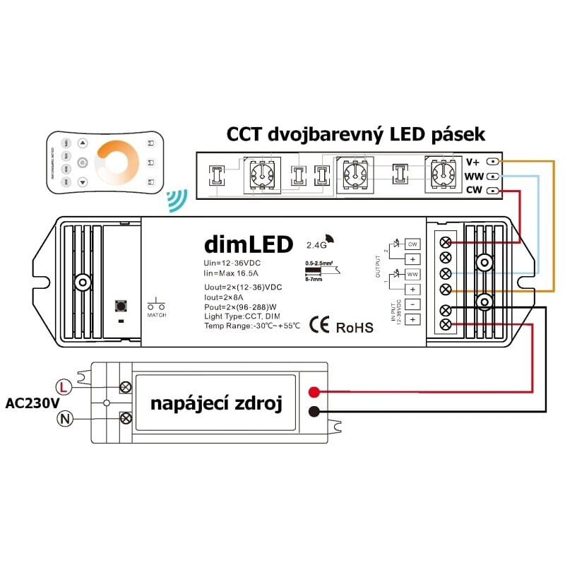 Přijímač dimLED PR CCT2 2v1