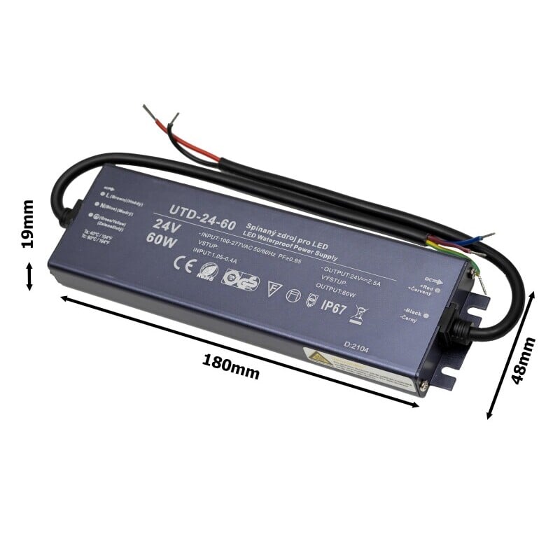 LED zdroj 24V 60W UTD-24-60 Záruka 5 let