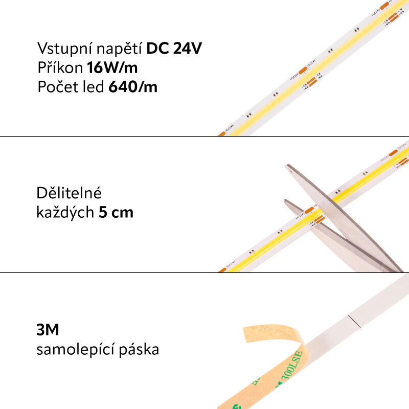 LED pásek CCT COB 24CCTCOB16-640 záruka 3 roky