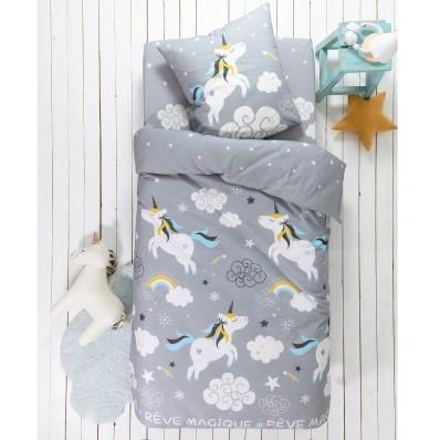 Detská posteľná bielizeň Lilou s potlačou jednorožca, pre 1 osobu, bavlna