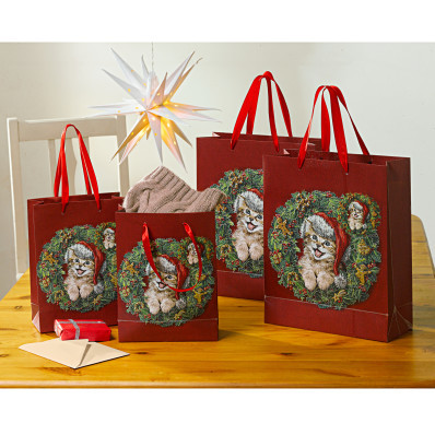 4 dárkové tašky "Vánoční kotě"