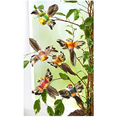 6 dekorativních ptáčků