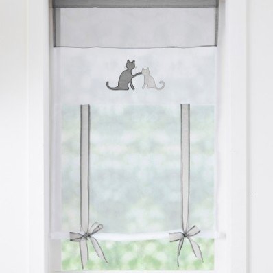 Vitrážová záclona na vytažení, s motivem koček