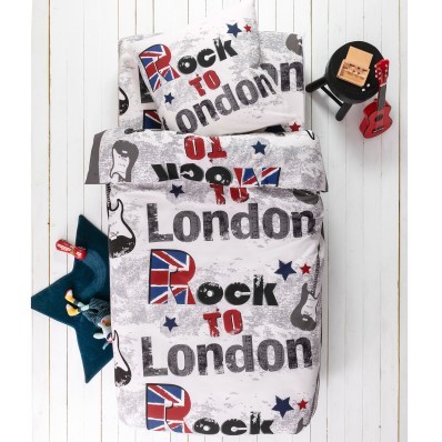 Detská posteľná súprava Rock, bavlna, potlač "Rock to London"