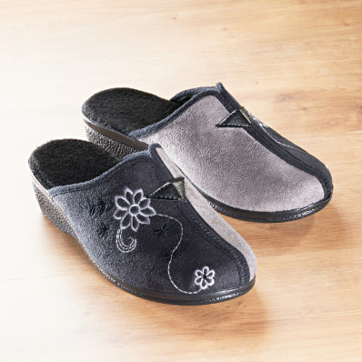 Pantofle "Gina", černá/šedá