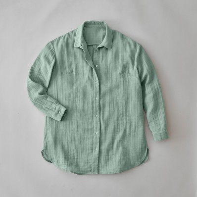 Jednofarebná košeľa z bavlnenej gázoviny