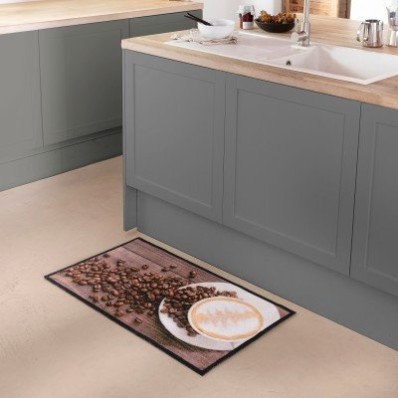 Kuchynský velúrový koberec s motívom kávy