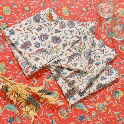 Súprava 4 textilných obrúskov s kvetinovým vzorom Indian Summer
