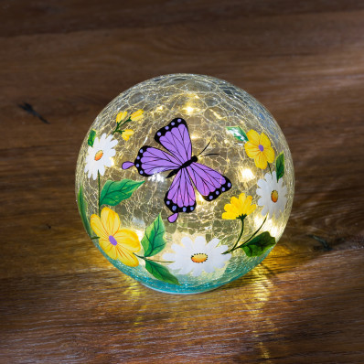 LED sklenená guľa "Motýľ"