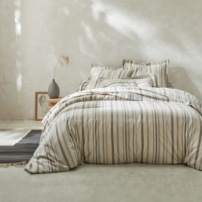 Flanelová pruhovaná posteľná bielizeň s farbenými vláknami