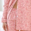 Pijama din flanelă cu imprimeu cu flori