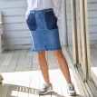 Rozšírená džínsová sukňa s kontrastnými vreckami