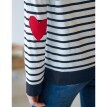 Koszula w paski z aplikacjami serc na łokciach, bawełna organiczna
