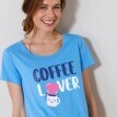 Krótka koszula nocna z nadrukiem "Miłośnik kawy"